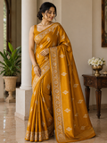 Royal Mushru Satin Pattu Saree – Traditional Zari Border Collection