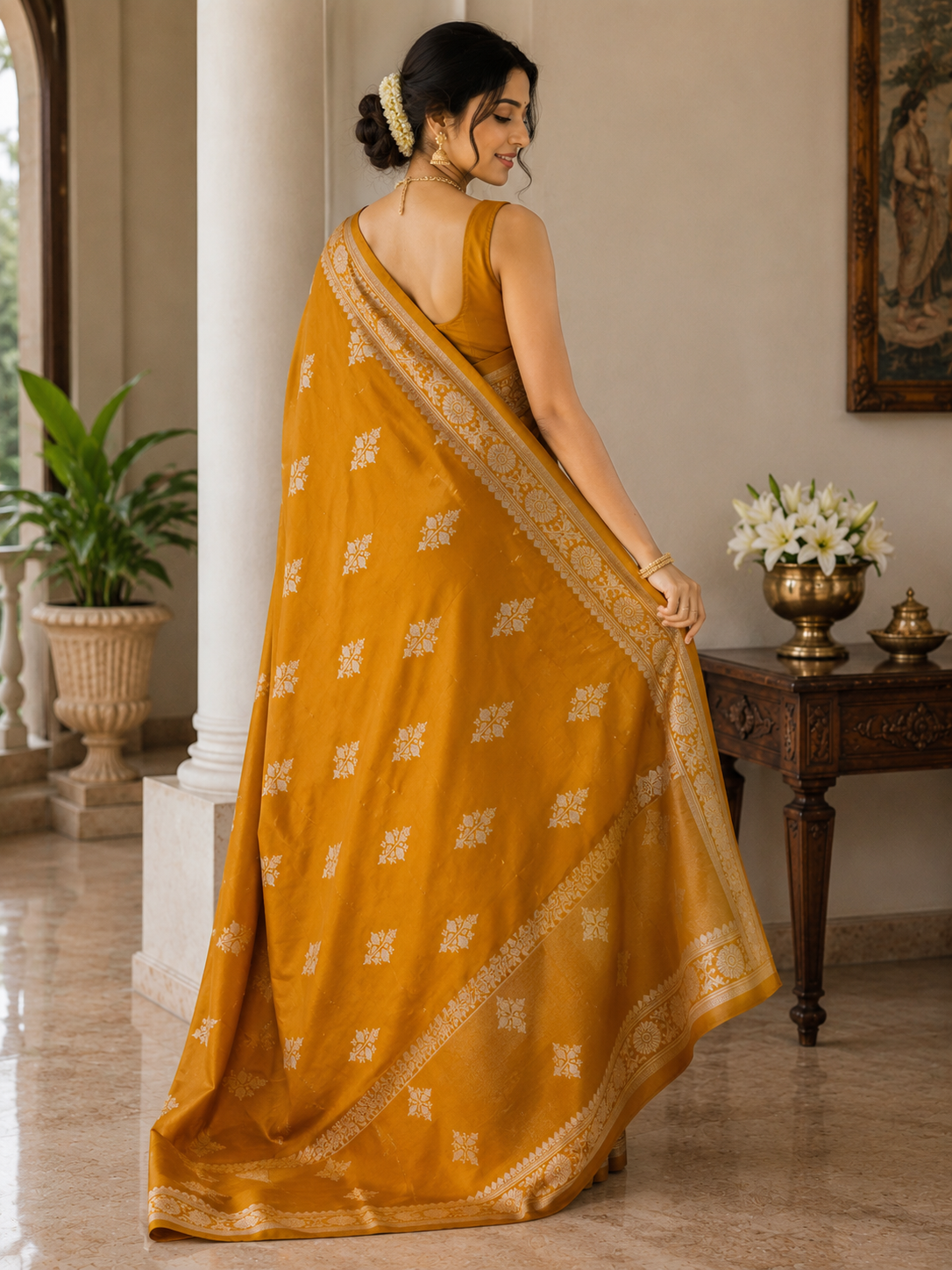 Royal Mushru Satin Pattu Saree – Traditional Zari Border Collection
