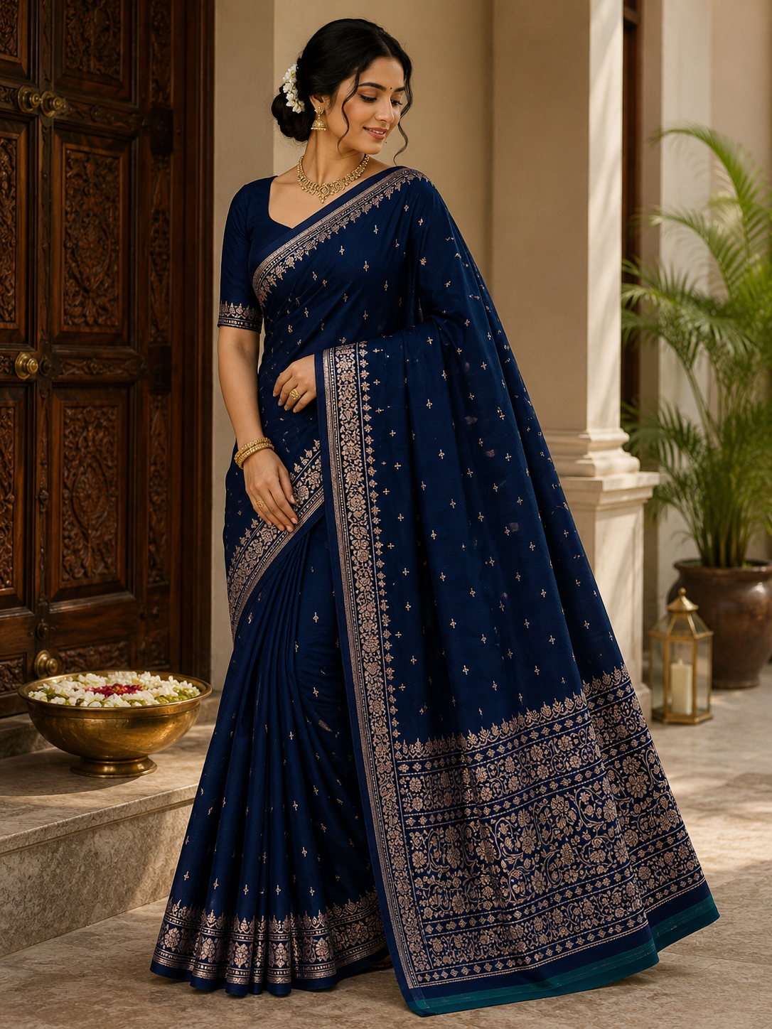 Royal Mushru Satin Pattu Saree – Traditional Zari Border Collection