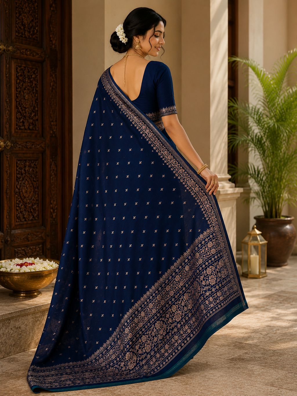 Royal Mushru Satin Pattu Saree – Traditional Zari Border Collection