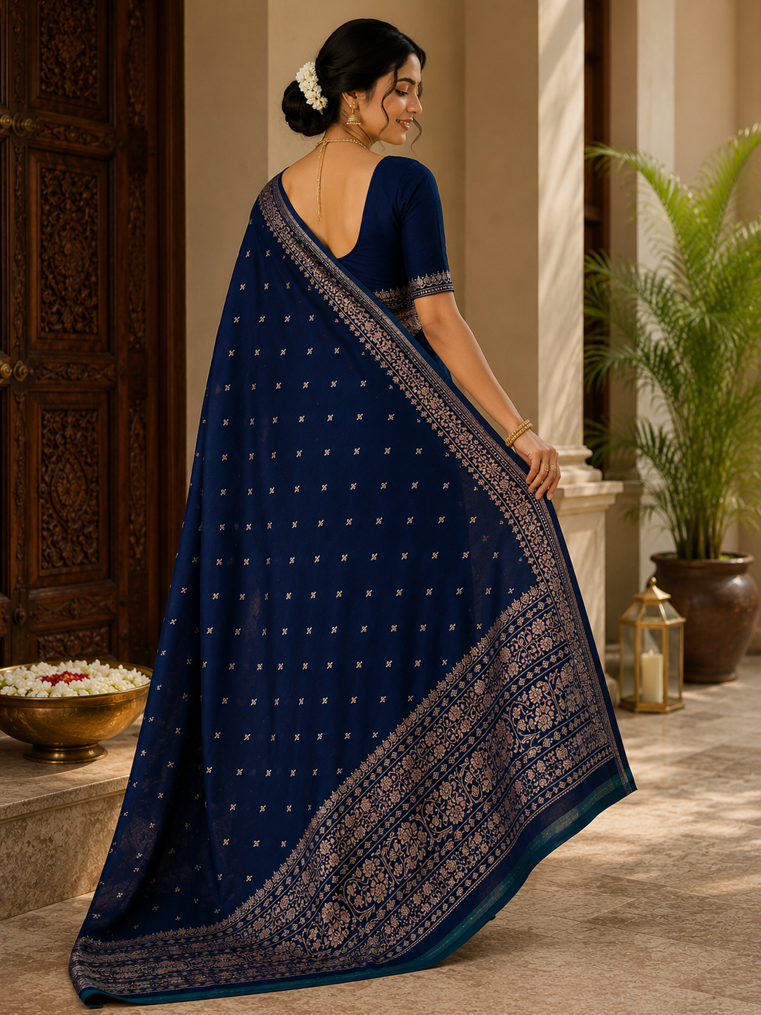 Royal Mushru Satin Pattu Saree – Traditional Zari Border Collection